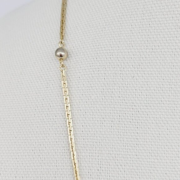 Vintage Avon 25" Ball Bead Station Necklace Gold Tone Rectangular Links Timeless - Picture 5 of 7